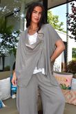 Sandbar Linen Blend Drape Front Cap Sleeve Gilet Mocha